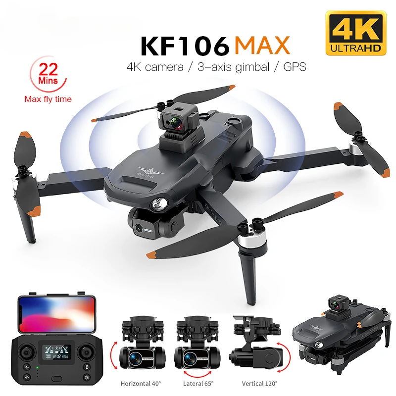 

KF106/KF106MAX Brushless Drone 4K Professional HD Camera Obstacle Avoidance 3-Axis Gimbal 5G WiFi GPS Quadcopter RC Dron Toys