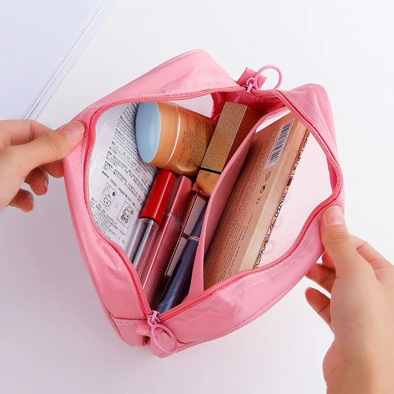 Mesh Cosmetic Bags Square Portable Travel Essentials Separation Makeup Bag Clear Charging Cable Lipstick Beauty Brush Organizer