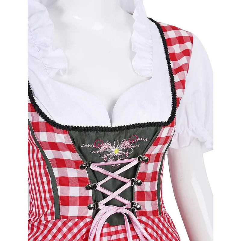 Sky01 2023 جديد المرأة الألمانية مهرجان أكتوبر البيرة فتاة زي البافارية التقليدية البيرة Dirndl فستان مع المئزر S-4XLSd01$