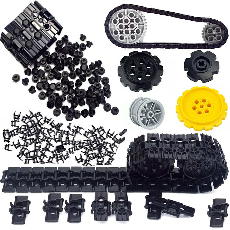 MOC Technical Building Block Caterpillar Tank Gear Chain Part Track Truck Wheel Brick Compatible Leduo 88323 57519 57520 3711