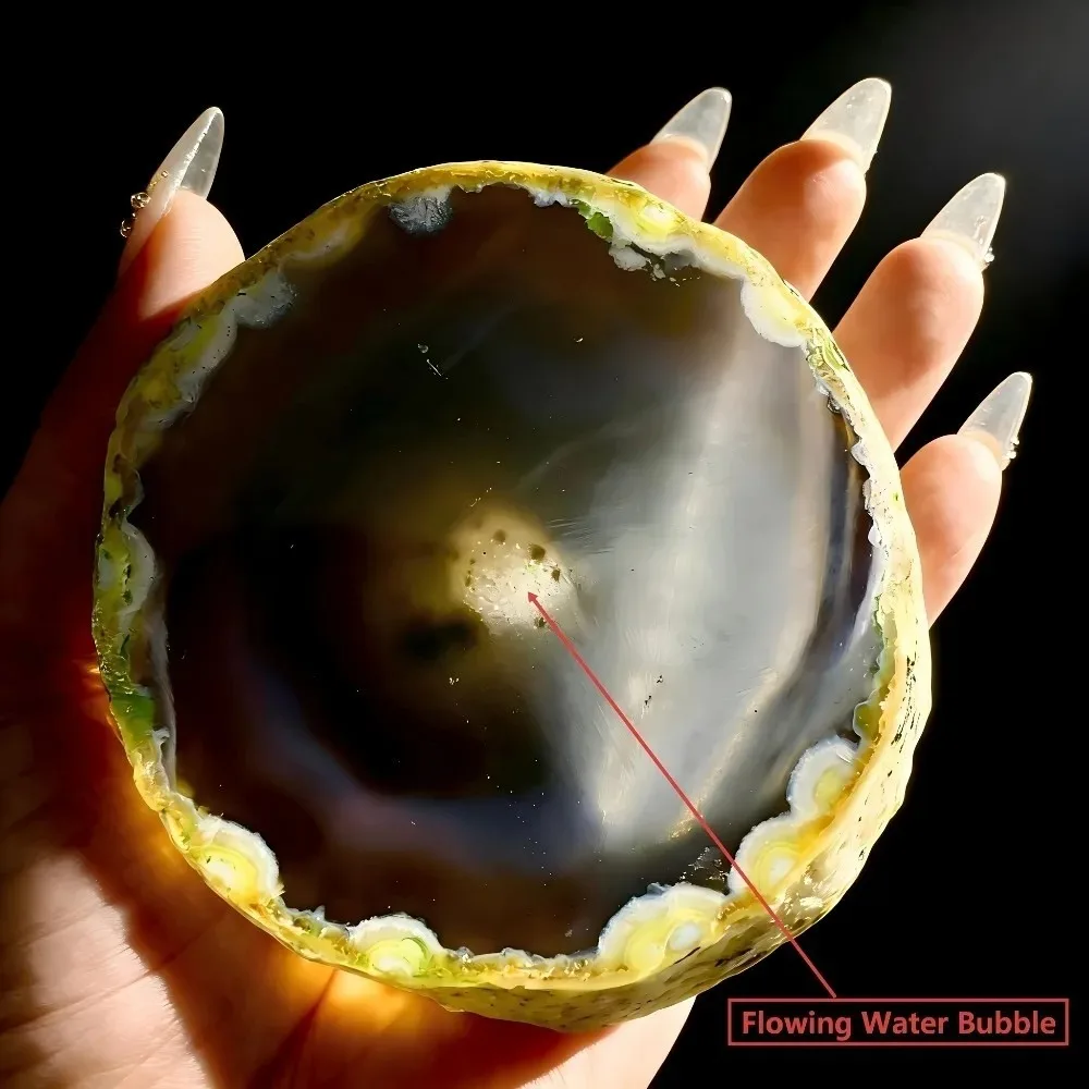 Natural Agate Enhydro Freeform Crystal with Trapped Water & Bubble Inside, Quartz Stone Specimen - Unique Holiday