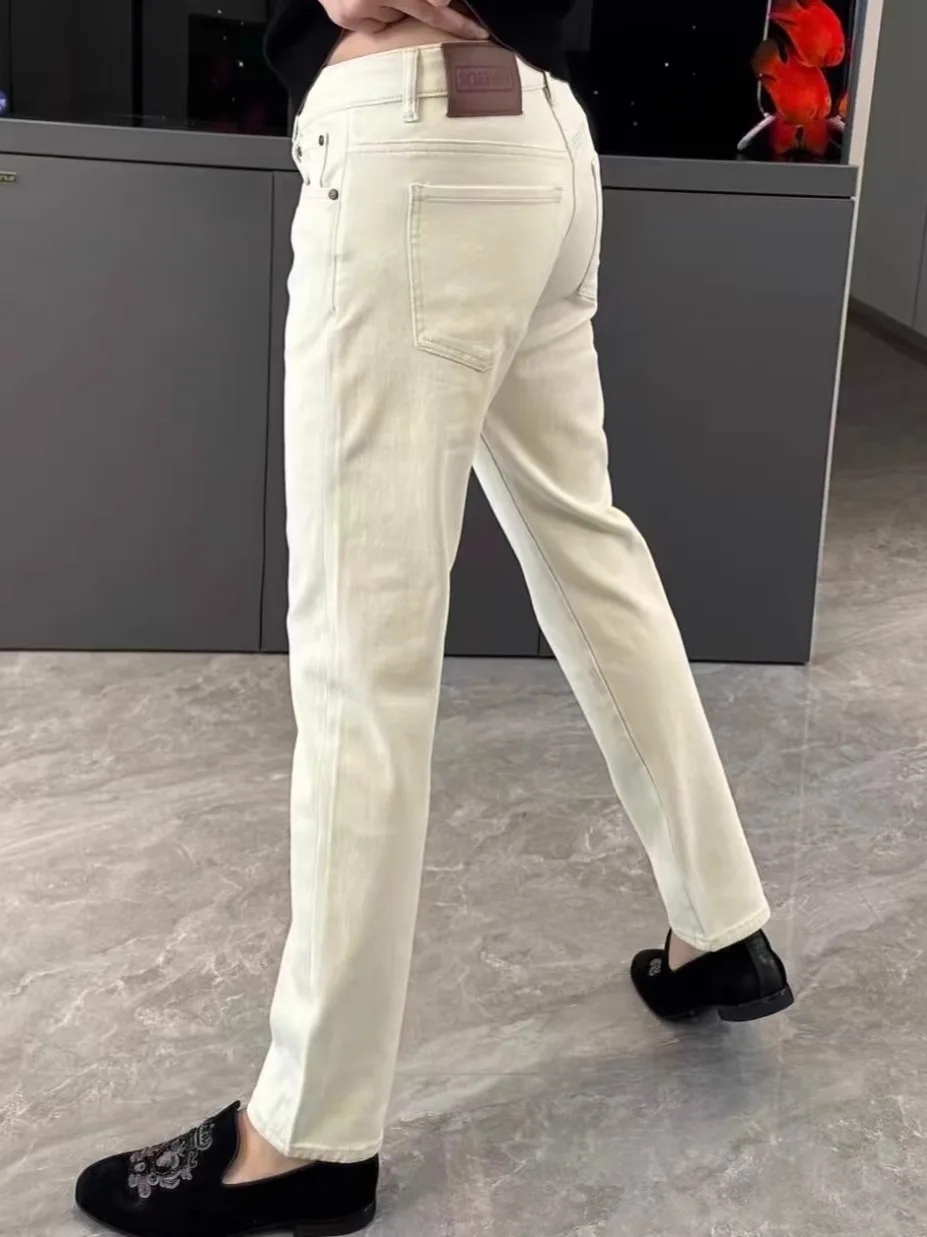 

Новые модные универсальные удобные высококачественные мужские джинсы Slim Fit для весны и лета, трендовые, комфортные, класса люкс