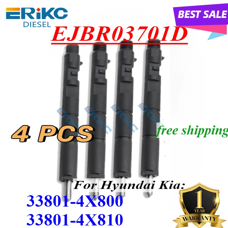 

4PCS 33800-4X800 EJBR03701D Diesel Fuel Injector rjbr03701d For Hyundai Terracan Kia Carnival 2.9 Crdi 338014X800 33801-4X810