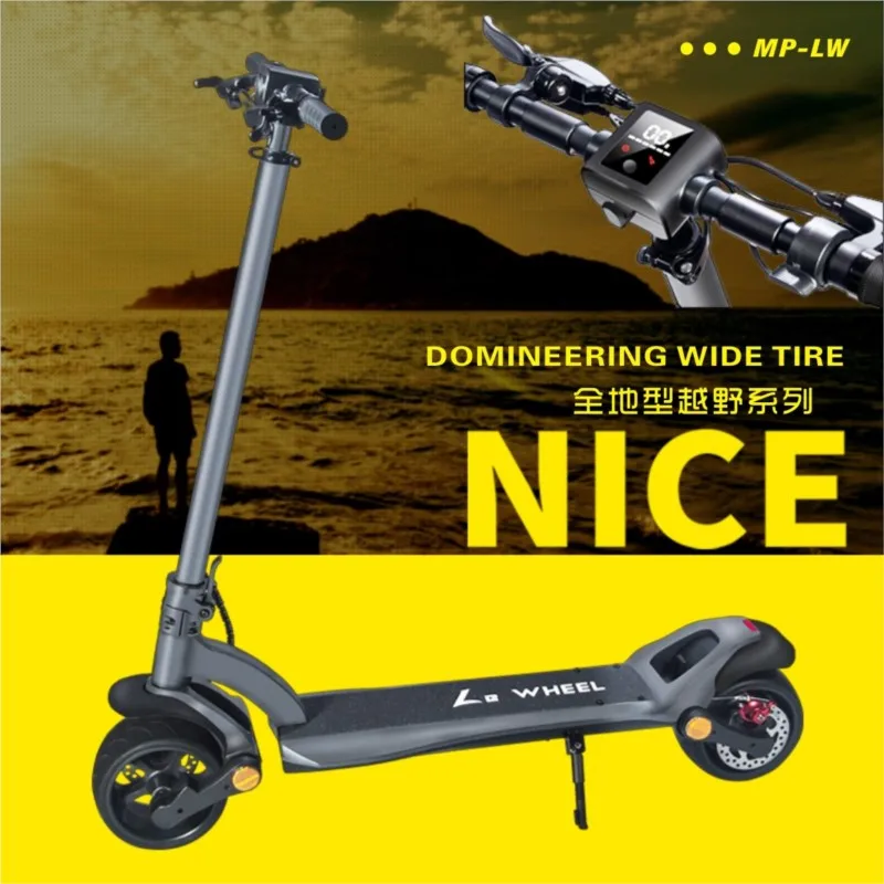 Adult Wide Tire Electric Scooter Double Disc Brake Off-road Electric Vehicle Two-wheel Foldable Driving Scooter