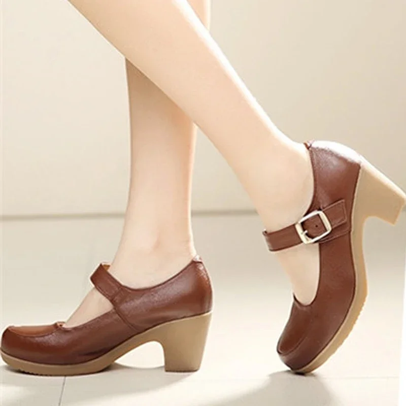 BEYARNE genuine leather pumps | Spring-autumn shoes for women, pumps with round toe and sole, shallow mouth, size 33-42