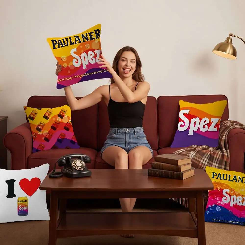 P-Paulaner Spezi Logo Decorative Room Aesthetics Pillow Case Home Decor Bedroom Sofa Bed Couch Pillow Cover 45x45 Fashion