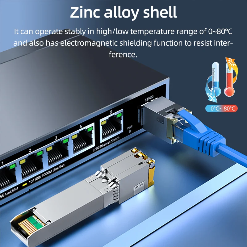 معدل التكيف RJ45 SFP وحدة ل Mikrotik/NEC/Cisco التبديل/الأجهزة التوجيهية/الخادم RJ45 النحاس SFP جهاز الإرسال والاستقبال 1G/10GBASE-T SFP + وحدة