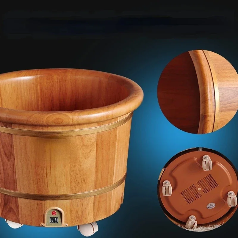 Foot Bath Barrel Wooden Household Electric Heating Thermostatic Foot Bath Barrel Automatic Deep Barrel Artifact