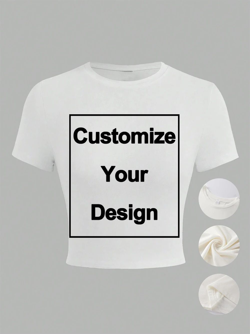 カスタムレディースコットン クロップトップ DIYロゴ Y2K 半袖 ハイストレッチTシャツ セクシー ソフト Oネック スリムTシャツ 夏 レディース服