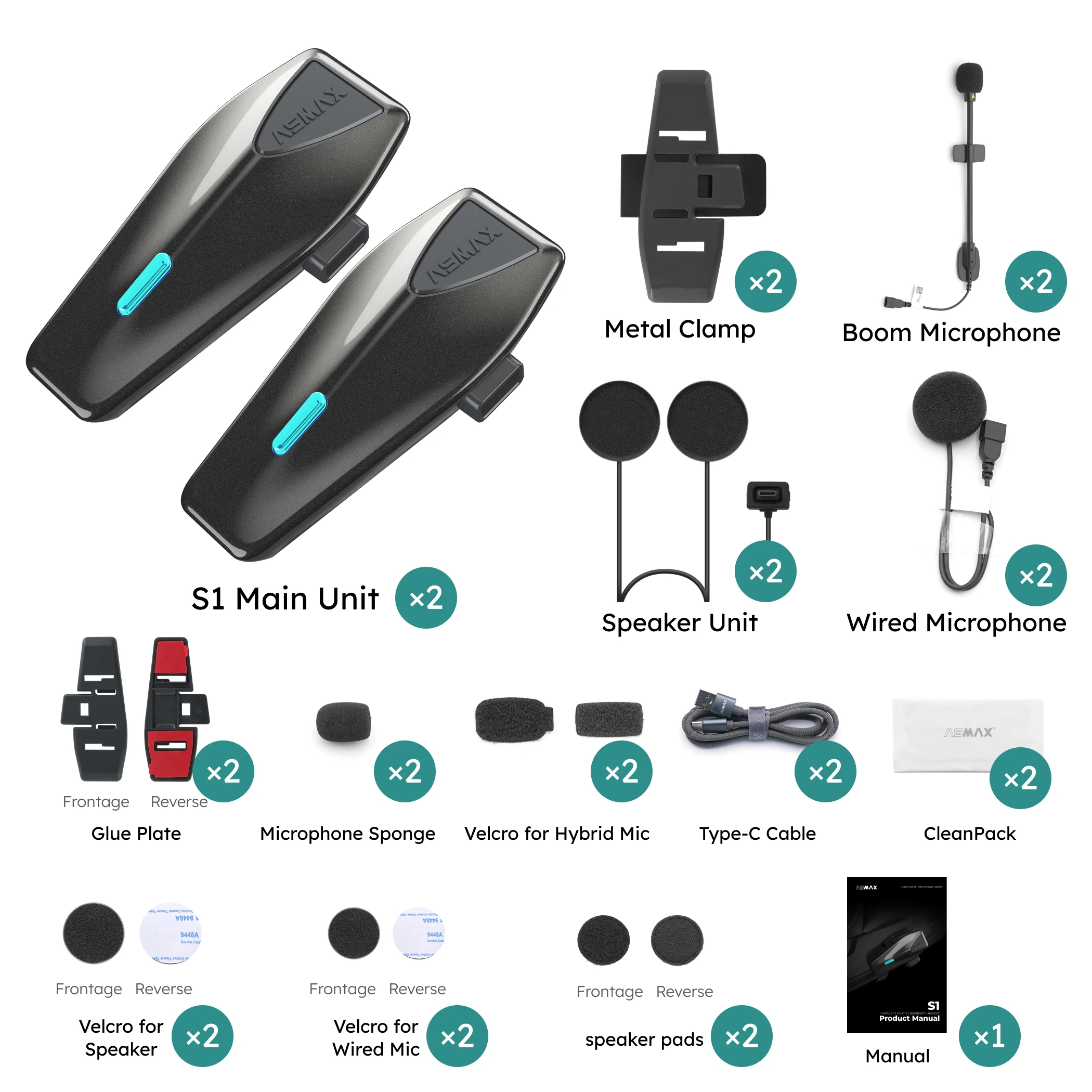 ASMAX S1 ヘルメット Bluetooth 8人通話 IPX7防水