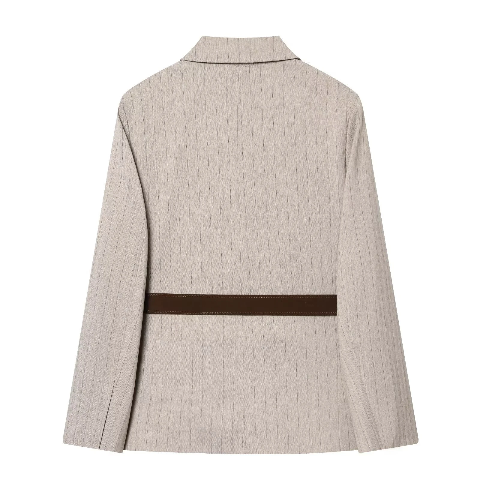 European and American style spring new women's long sleeved jacket with belt and herringbone diagonal suit jacket
