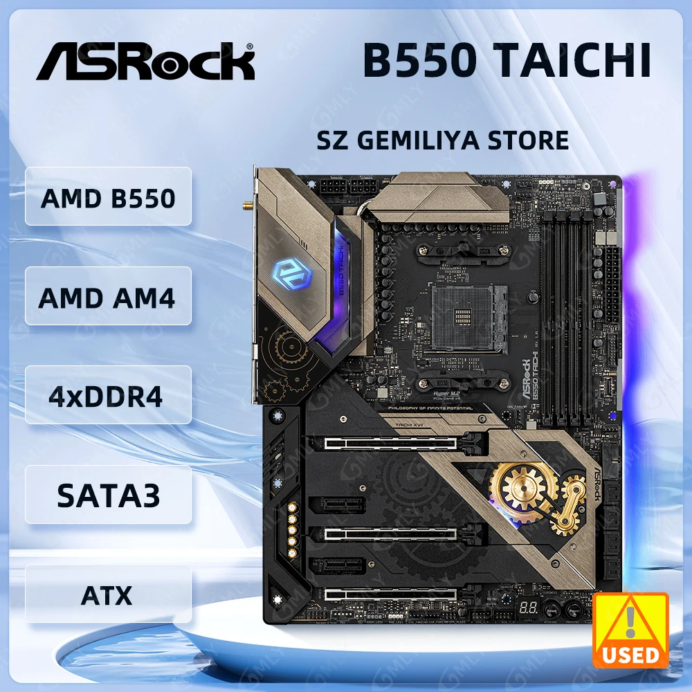 ASRock AMD B550 Motherboard B550 Taichi DDR4 128GB AM4 Support Ryzen 5600G 5700 4700 3400 5800X CPU NVME M.2 ATX