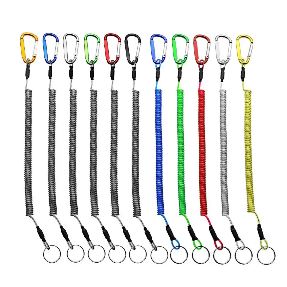 1m/2m Outdoor Anti-lost Rope Spiral Keychain Elastic Spring Anti-lost Lanyard Keys Fishing Tool Spring Retractable Safety Rope