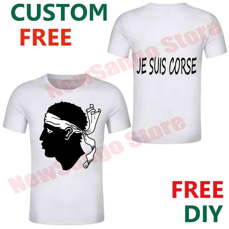 Corsica T Shirt Custom Your Own Ethnic Group Flag MEN Tshirt DIY Corse Moor\'s Head White Bandana France Corsican Home Clothing