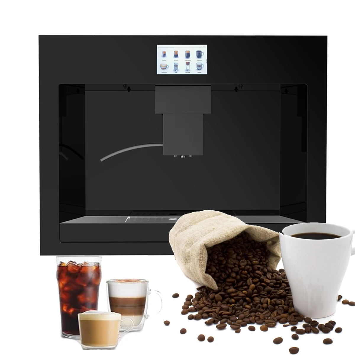 High Level End Up 45cm Real Built In Coffee Machine With Italian Coffee Maker Fully Automatic Coffee Machine With Milk Frother