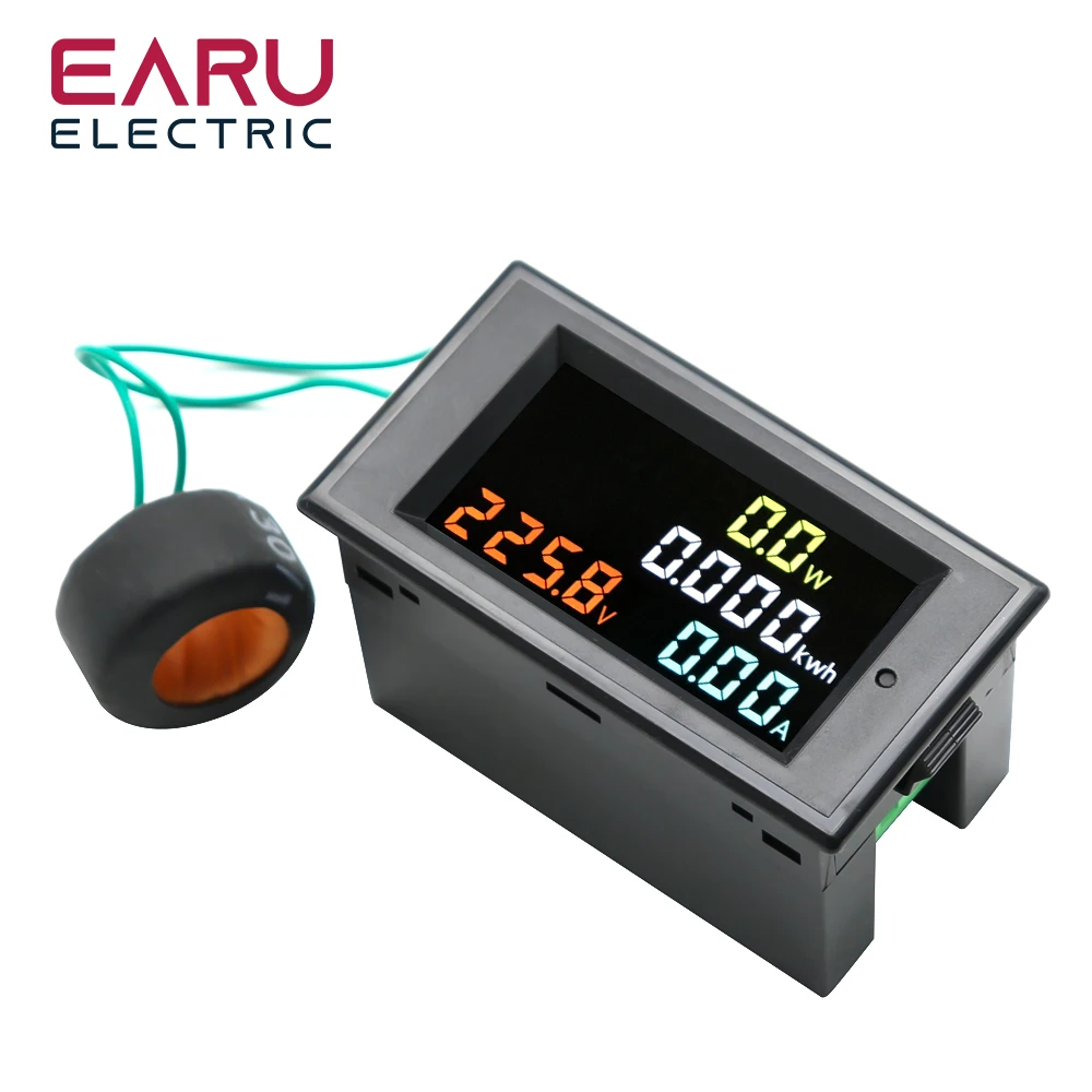 D69-2049 مقياس رقمي متعدد 100A التيار المتناوب 40-300 فولت الطاقة الكهربائية الفولتميتر مقياس التيار الكهربائي محلل واط فولت كيلووات في الساعة 220 فولت LCD
