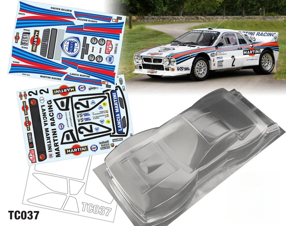 Scale 1/10 Lancia 037 Rally Lexan body sets for RC Drift Chassis 255-260mm Wheelbase Tamiya TT01 TT02 XV01 XV02 Kyosho fazer mk2