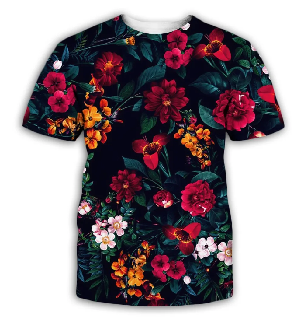 Summer Fashion Flower graphic t shirts for Unisex 3D Printed Street Trend Casual Short Sleeve Tees Round Neck oversized t shirt