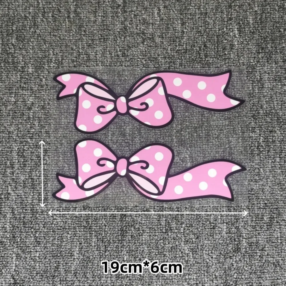 2Pcs/Set Polka Dot Bow Stickers, Pink Cute Bow Vinyl Decals, Waterproof for Car Window Bumper, Truck SUV, Women & Girls