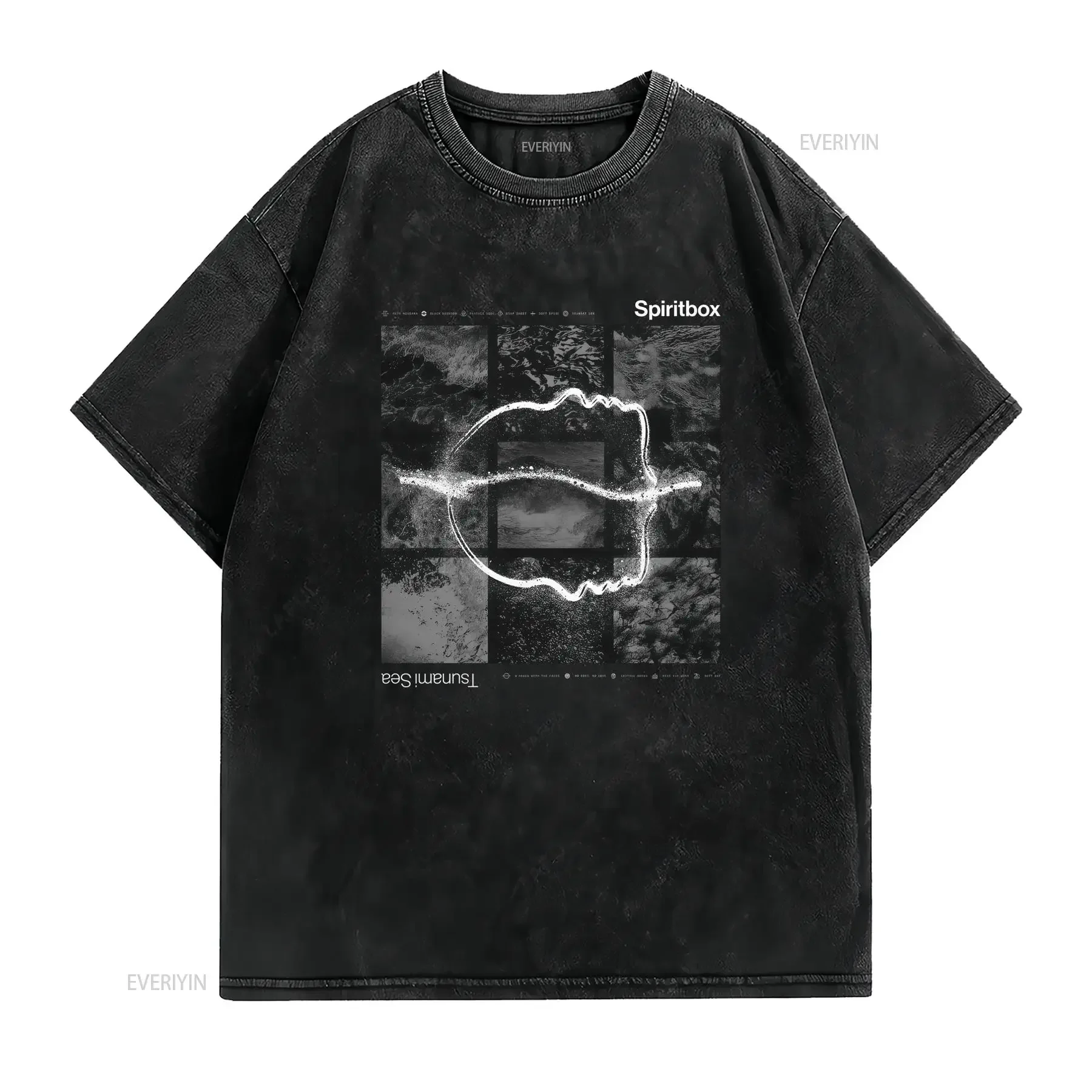 Spiritbox Tsunami Sea Track List T Shirt For Fans  vintage Washed Soft Top For Everyday Wear Comfortable Unisex Stretched homme