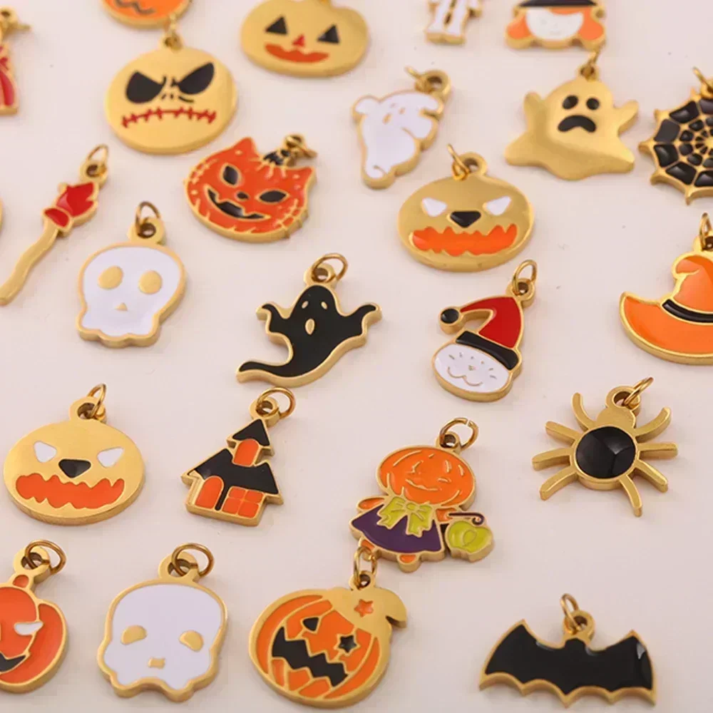 

Gothic Style Stainless Steel Halloween Charms for Jewelry Making Supplies DIY Earrings Necklace Key Phone Pendant-100PCS