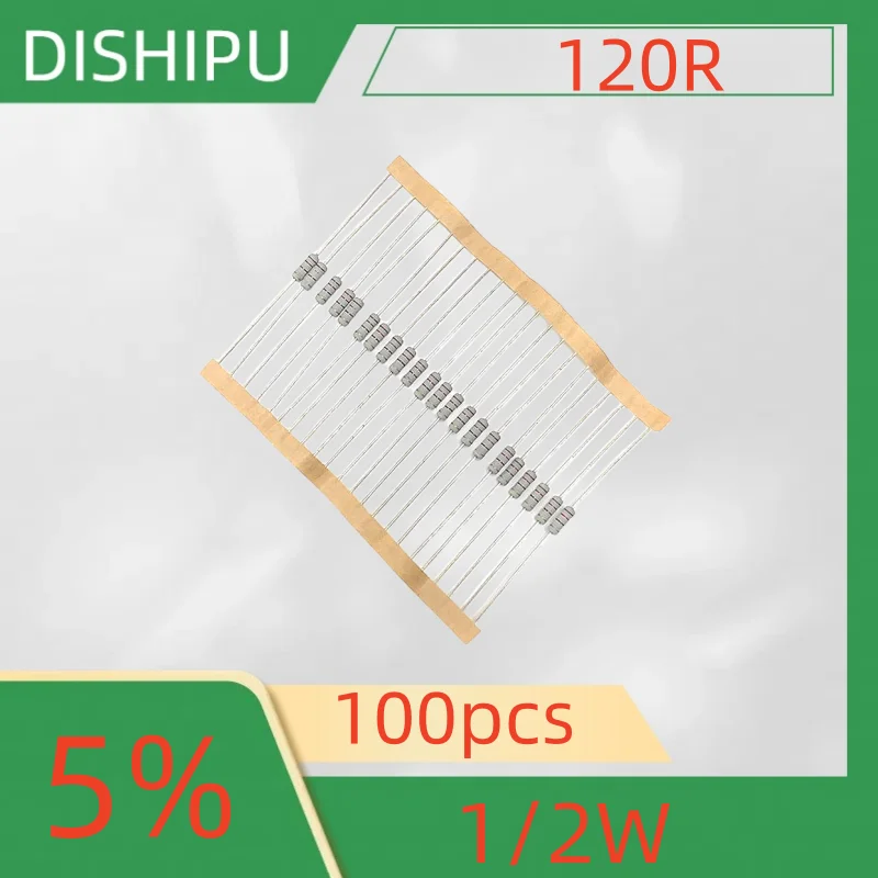 

100pcs 0.5w carbon film resistor 120R plug-in four-color ring 5% accuracy 0.5W 120 Ohm resistor 1/2W 120R