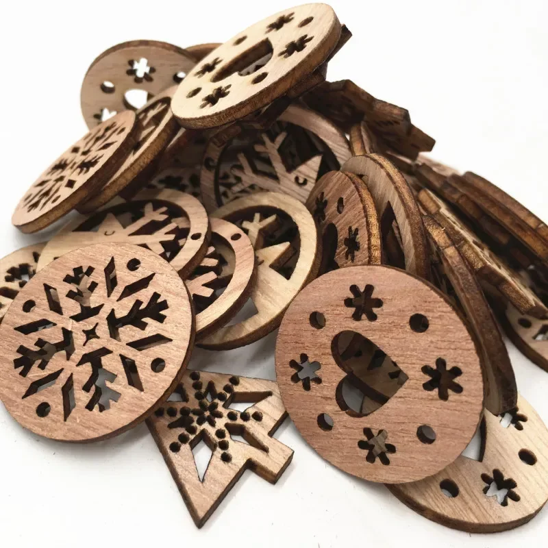 50Pcs Hollow Wood Pieces Unfinished Wooden Vintage Embellishments Decorative Accessories for Graffiti Home Decor DIY