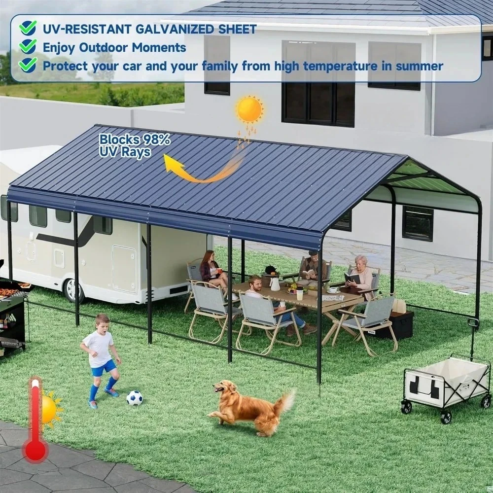 

Heavy Duty Metal Carport Awning Waterproof & Snow-Resistant Outdoor Shelter with Custom Sizes for Cars SUVs Trucks & Parties