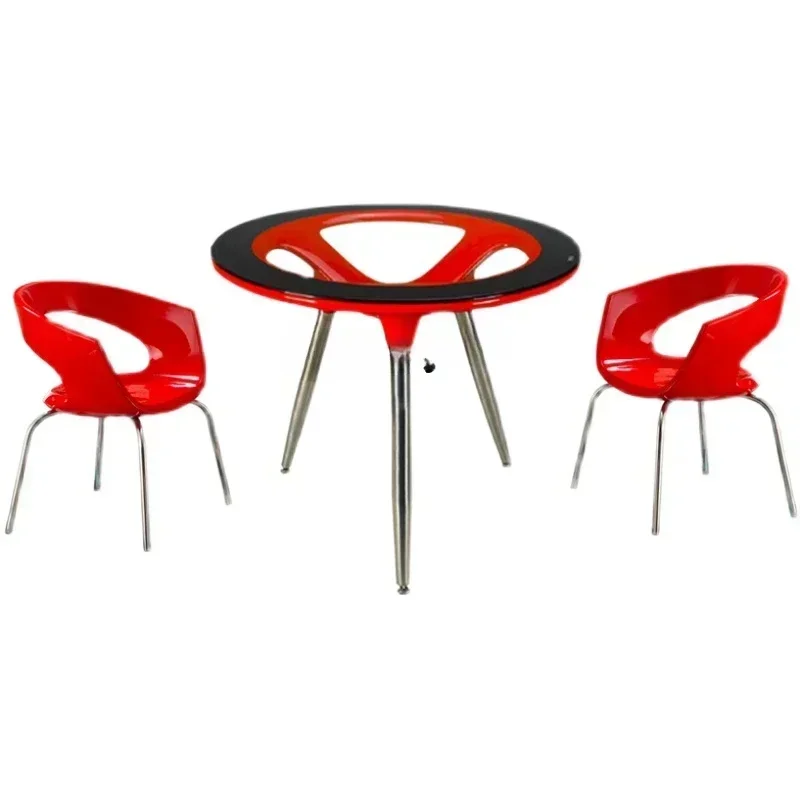 

Дизайнерское креативное кресло для столовой из стекловолокна, виставочный зал отеля, круглый стол, четыре стула