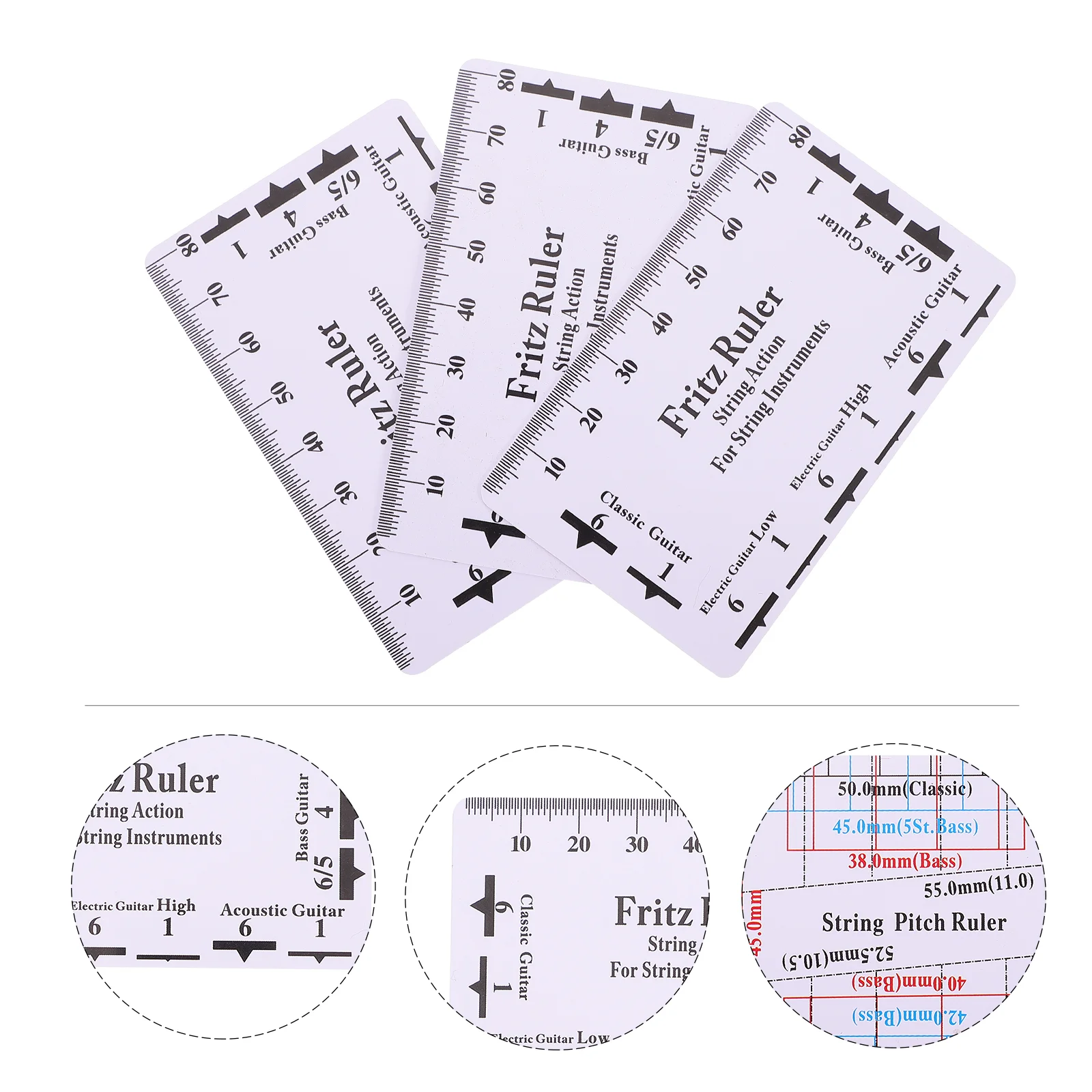 3 Pcs Guitar String Ruler Repair and Maintenance Musical Instrument Check Measuring Supplies Tool Ballad Accessory Pvc Device