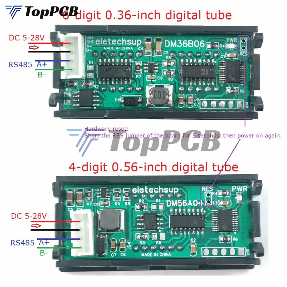 DC 5V 12V 24V RS485 cyfrowy w kształcie tuby znaki moduł wyświetlacza LED Modbus RTU dla oprogramowania konfiguracyjnego PLC