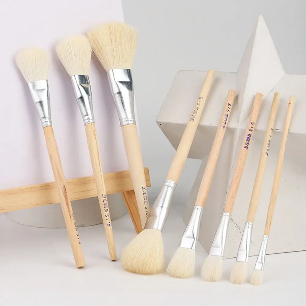 

Durable Soft Goat Hair Painting Pen Wood Color Reusable Goat Hair Mop Brush Versatile High Quality Blend Mop Brush Set Pottery