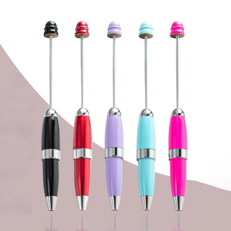 New DIY Beaded Mini Business Rotating Metal Pen for Office Portable Pocket Pen 1pc