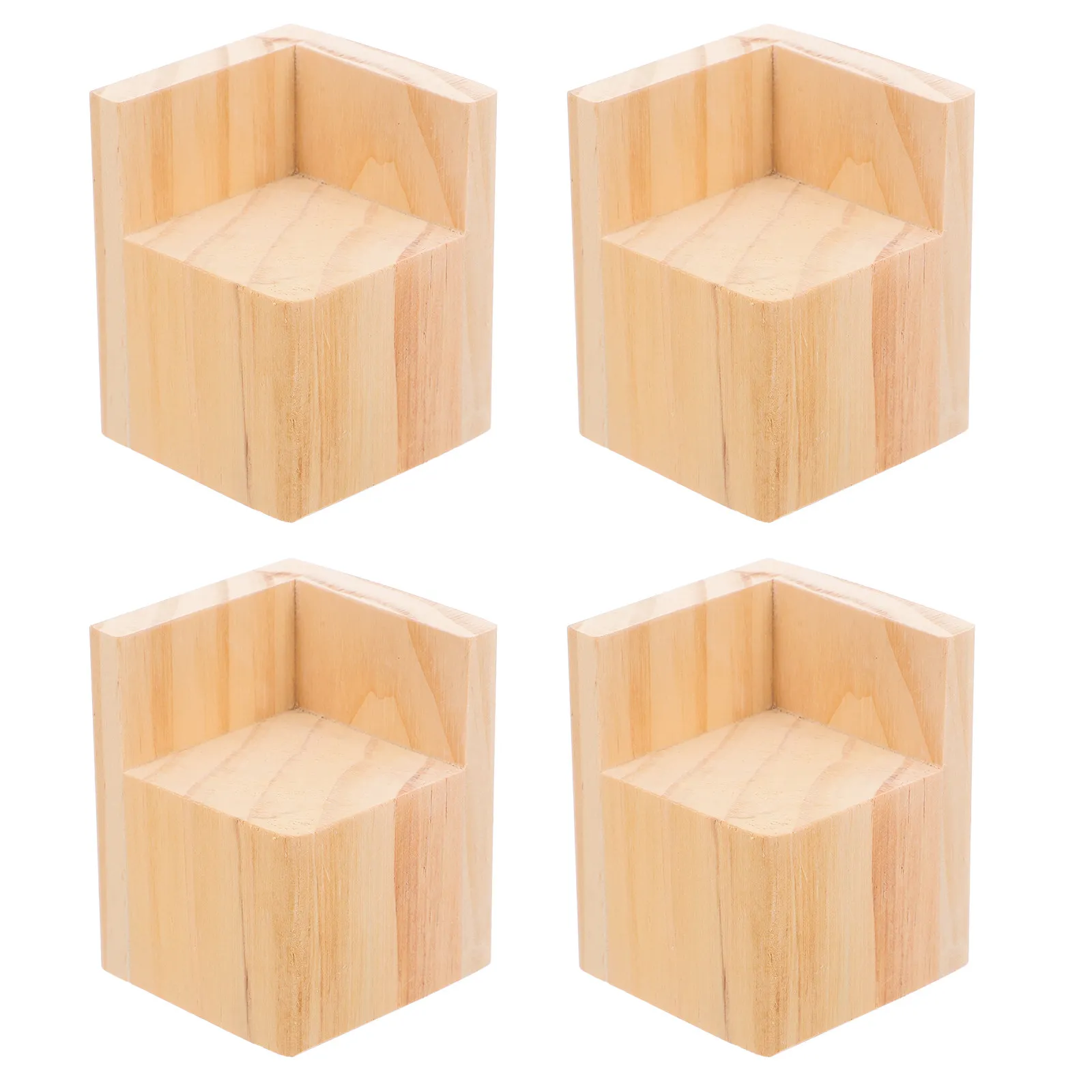 4Pcs Elegant Minimalist Solid Wood Square Furniture Risers Heavy Duty Furniture Lift Blocks Table Sofa Desk Chair Height