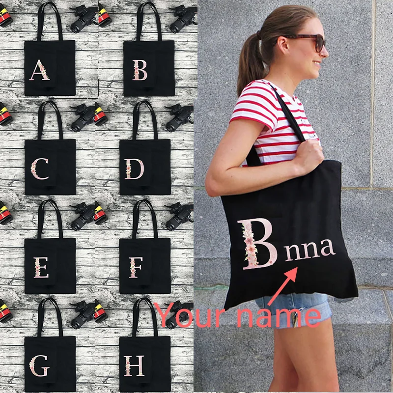 Personalized Custom Name Bridesmaid Team Bride Tote Bag Women Shopper Handbag Girl Shoulder Bag Foldable Shopping Bag Eco Bag