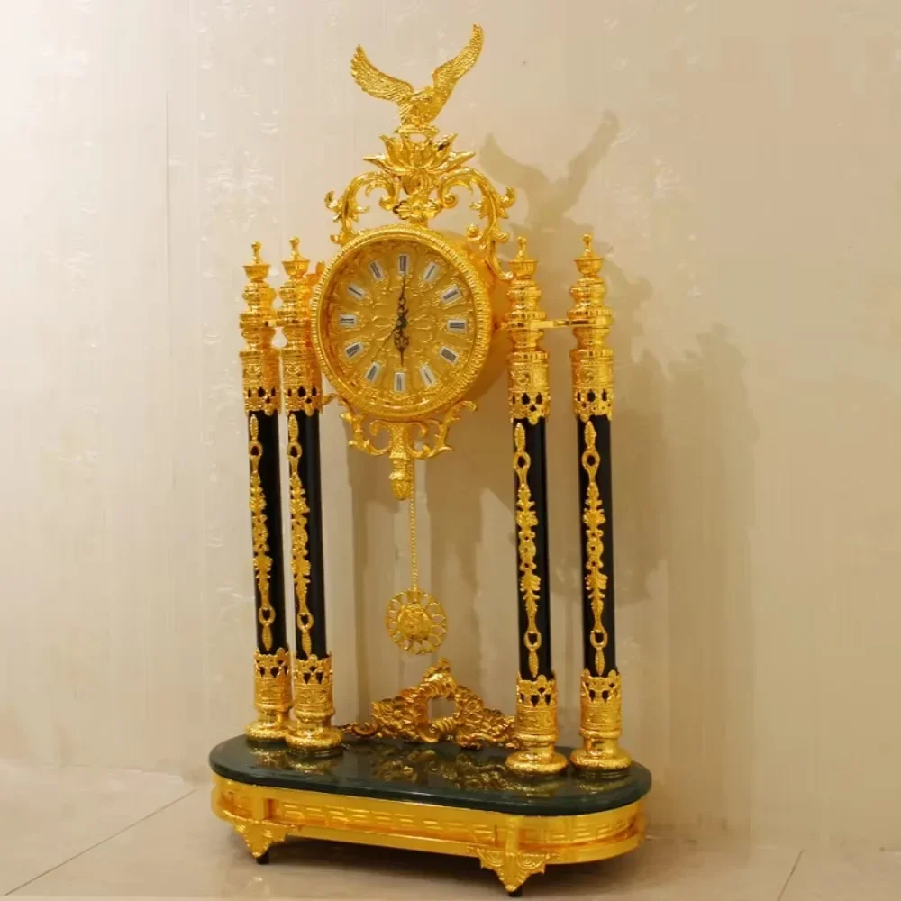 Hot SalesCrystal Desk Clock Golden Home Decor Custom Copper Table Clock