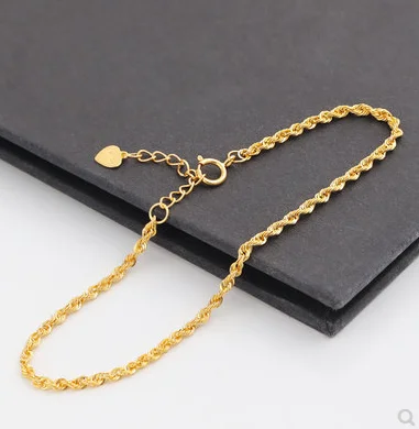 

Real 18K Gold Twisted Chain Bracelet Simple Style Pure AU750 Adjustable Hemp Rope Chain for Women Fine Jewelry Gift about