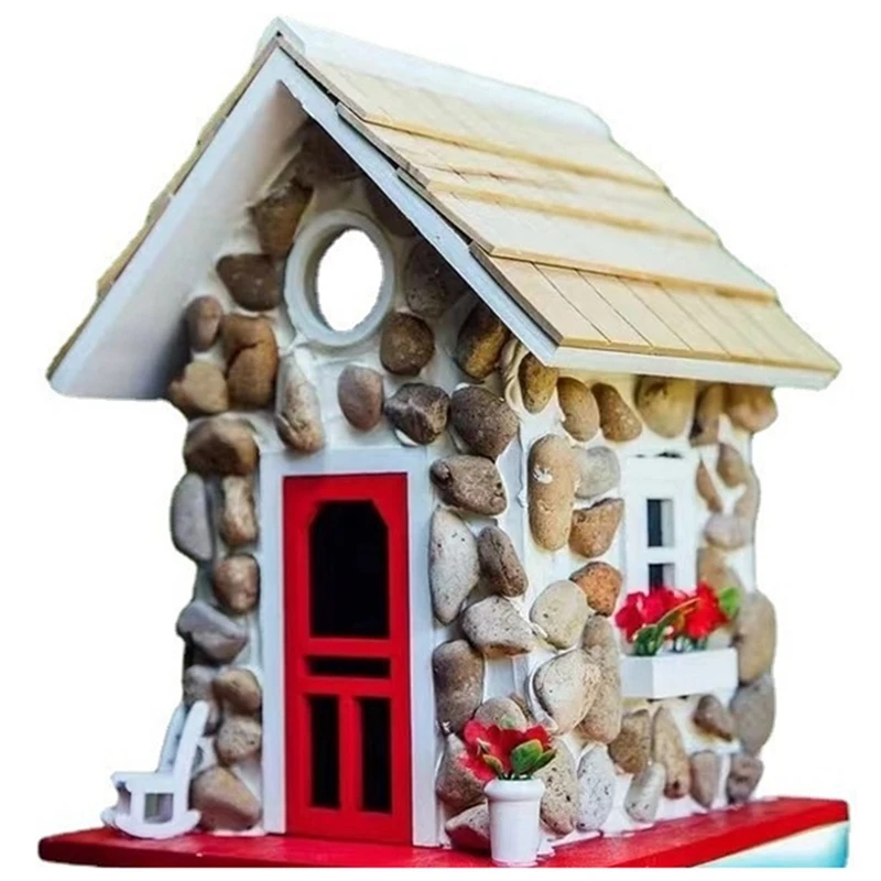 

Bird House Outdoor Bird House Resin Hummingbird Stone Bird House Pendant-A03I