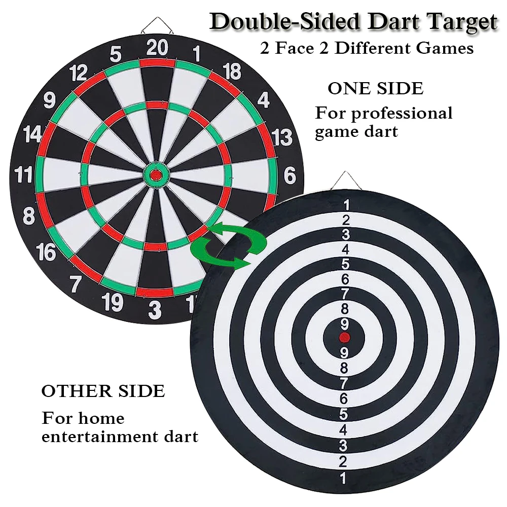 Paper Dartboard with Steel-Plastic Darts for Adults, Teens and Family Bars Office and Leisure Sport Two Games Design 12/15/17 in