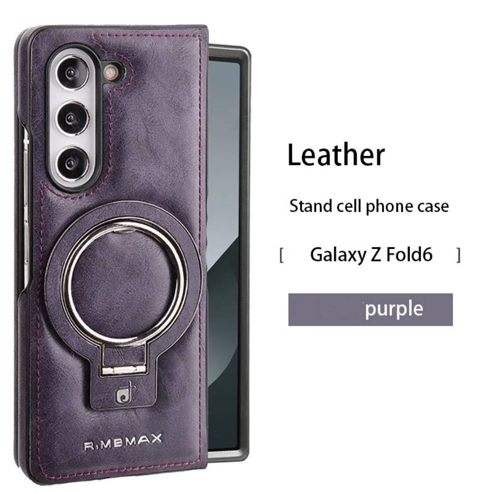 Magnetic Ring Holder Leather Case For Samsung Z Fold8 Ultra Z Fold 8 7 6 5 4 3 For Magsafe Wireless Charging Shockproof Cover