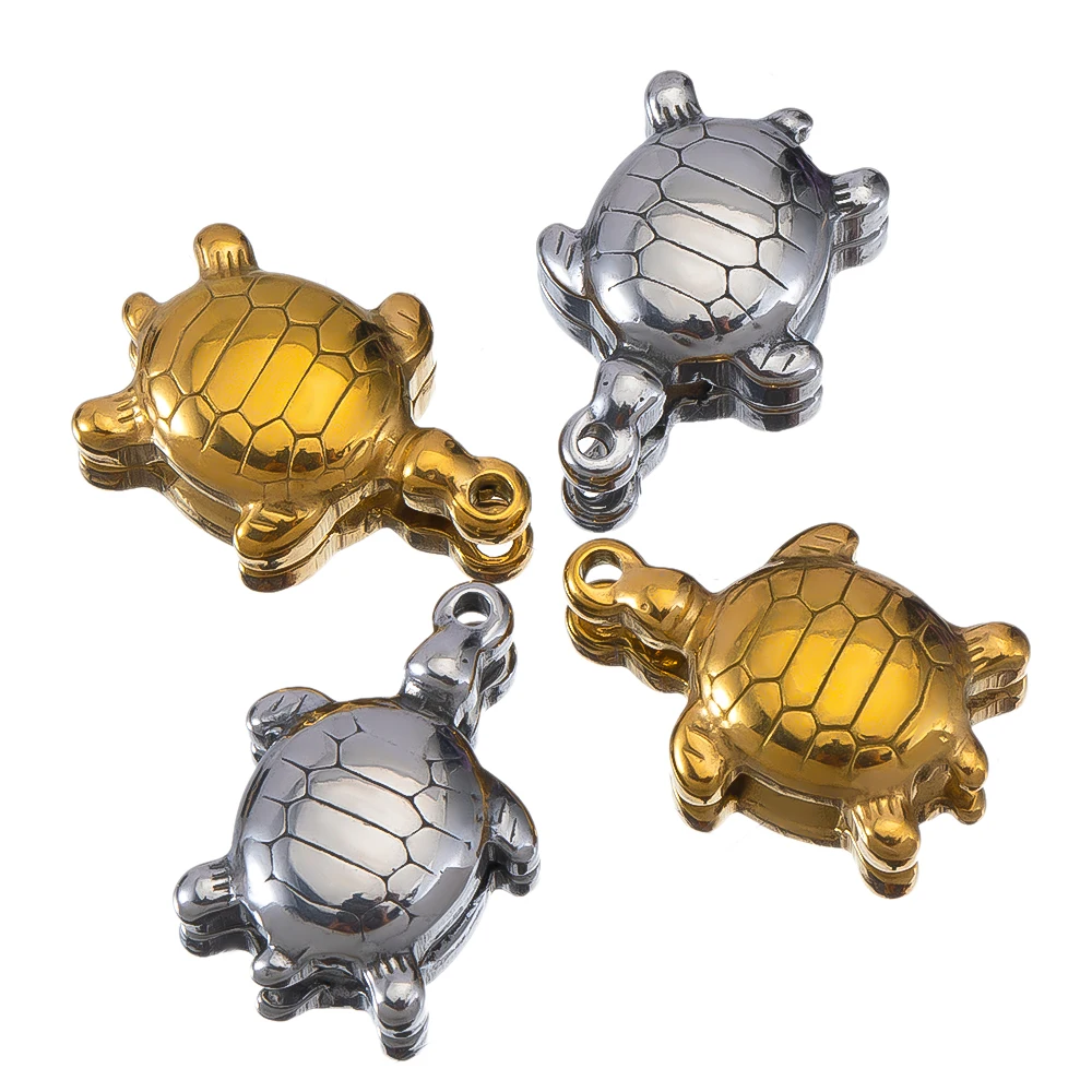 5pcs Simulated Turtle Pendants Stainless Steels Spiral Pattern Star Rose Design Earring Charms DIY Jewelry Necklace Finding Bulk