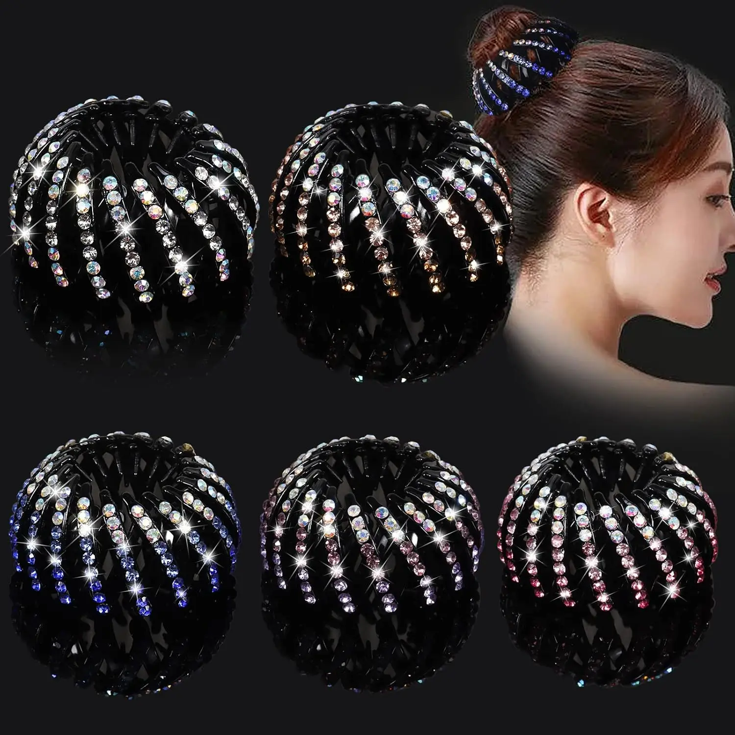 5 Pcs Bird Nest Hair Clips Holder Ponytail Holder Bun Barz Bun Clip Accessories for Women and Girls (Color-5)