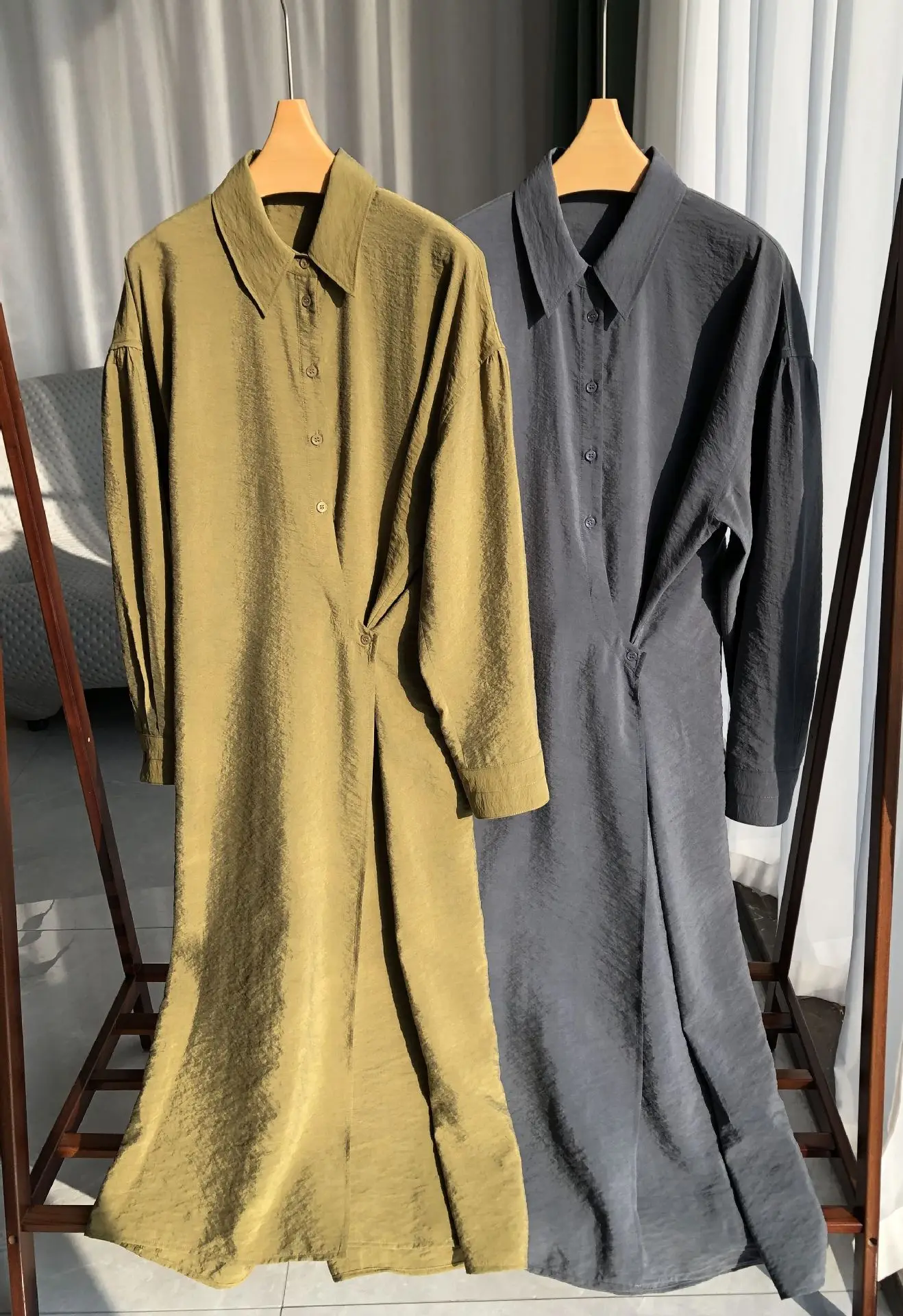 버드트리 여성용 74.9% 리얼 드라이 실크 드레스, 턴다운 칼라 폴드, 우아한 패션 원피스, 2024 용수철 루즈 D41581QM, 17.9mm