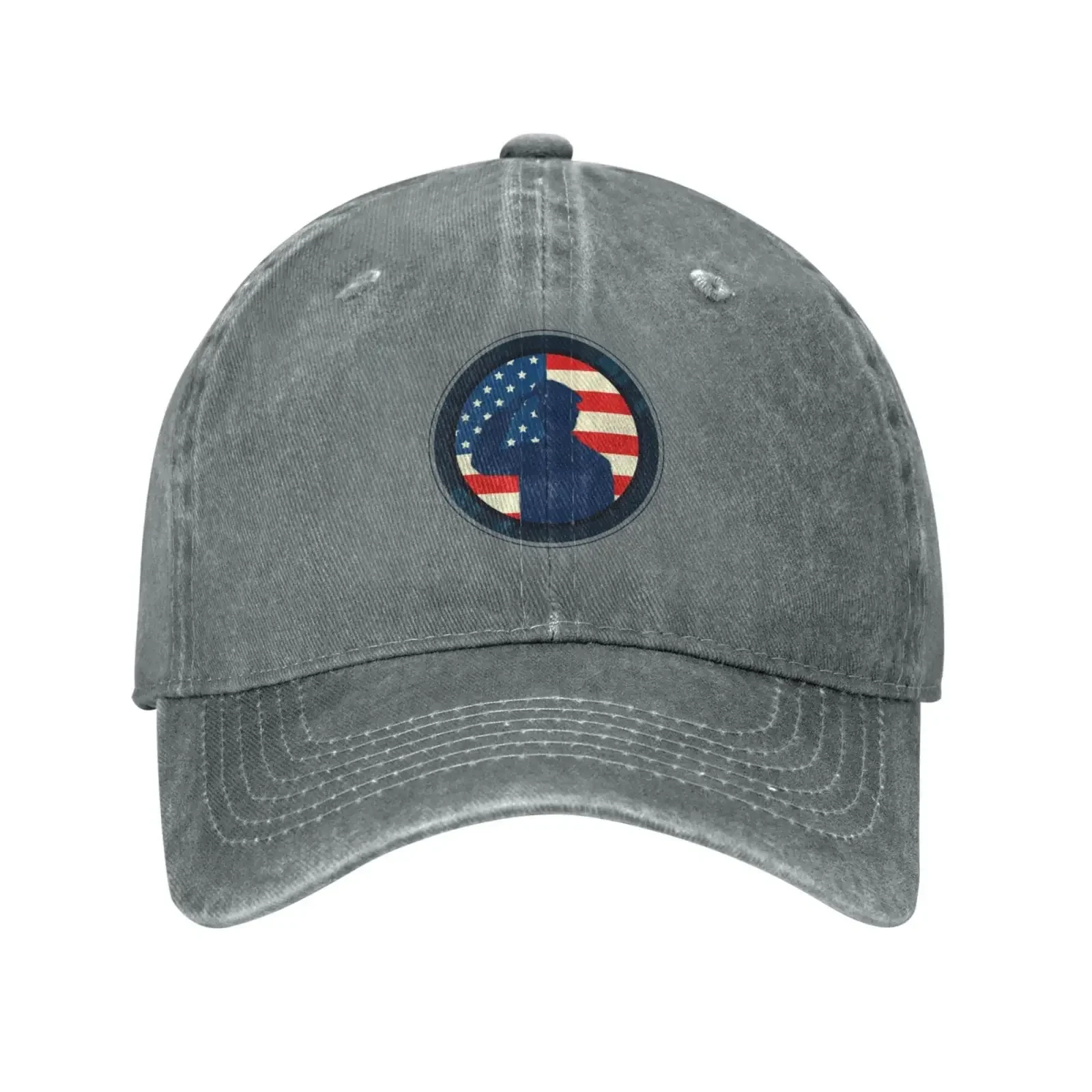 Humanoid Soldier Silhouette with American Flag Baseball Cap for Men Women Hats Cotton Trucker Caps Adjustable Dad Hat