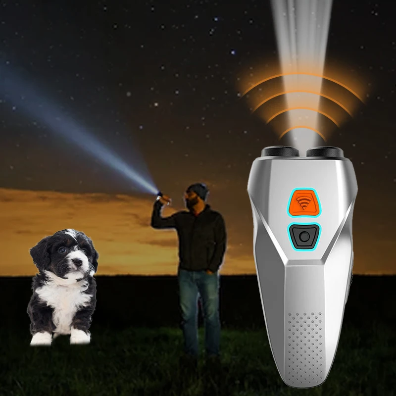 Ultrasound Dog Repeller High Power Pet Anti Barking Stop Bad Behaviors Training Device Dog Repellents with Flash Light