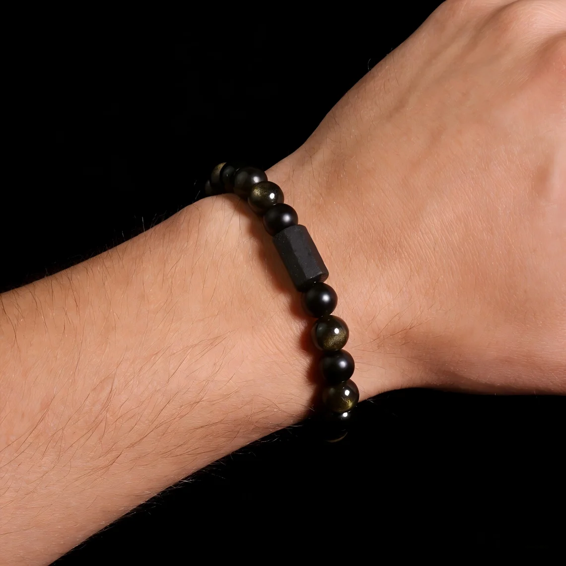 Schwarzes Turmalin-Armband Naturstein-Schmuck Personalisierte Armreifen Paar-Armbänder Herren-Armbänder Damen-Handaccessoires – Detail 28