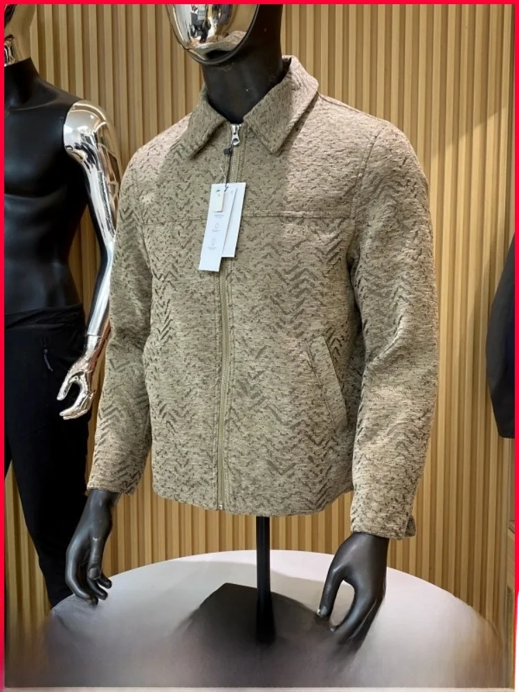 

Cool Men's ort Zipper Jaet Autumn Winter Casual Faion Wood Cra Pattern Embroidery Thiened Outerwear Coat for Youth