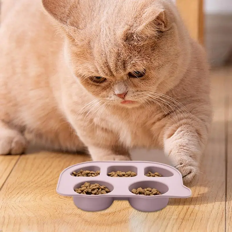 Silicone Dog Bowl Cat Feeding Divided Tray Silicone Dog Bowl Food Dividing Solution Anti-Slip Anti-Scald For Dog Cat Pet