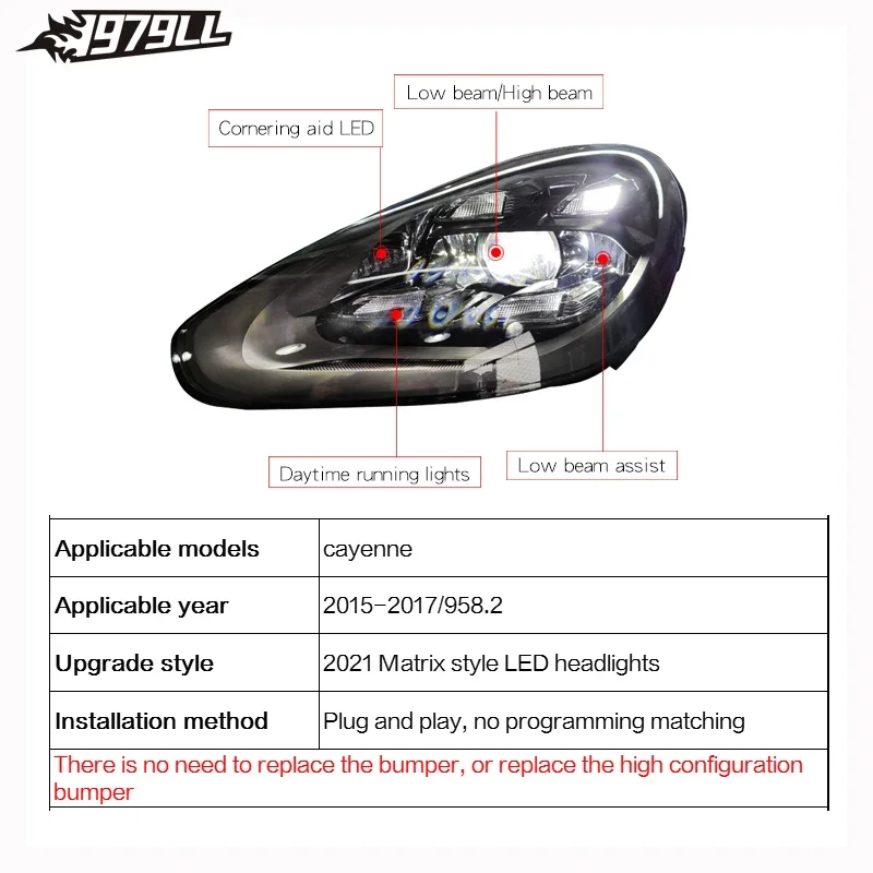 LXBY 958.2 Car Accessories LED Headlights For Porsche Cayenne 958.2 2015-2017 Upgrade 2021 Pdls Style view 6