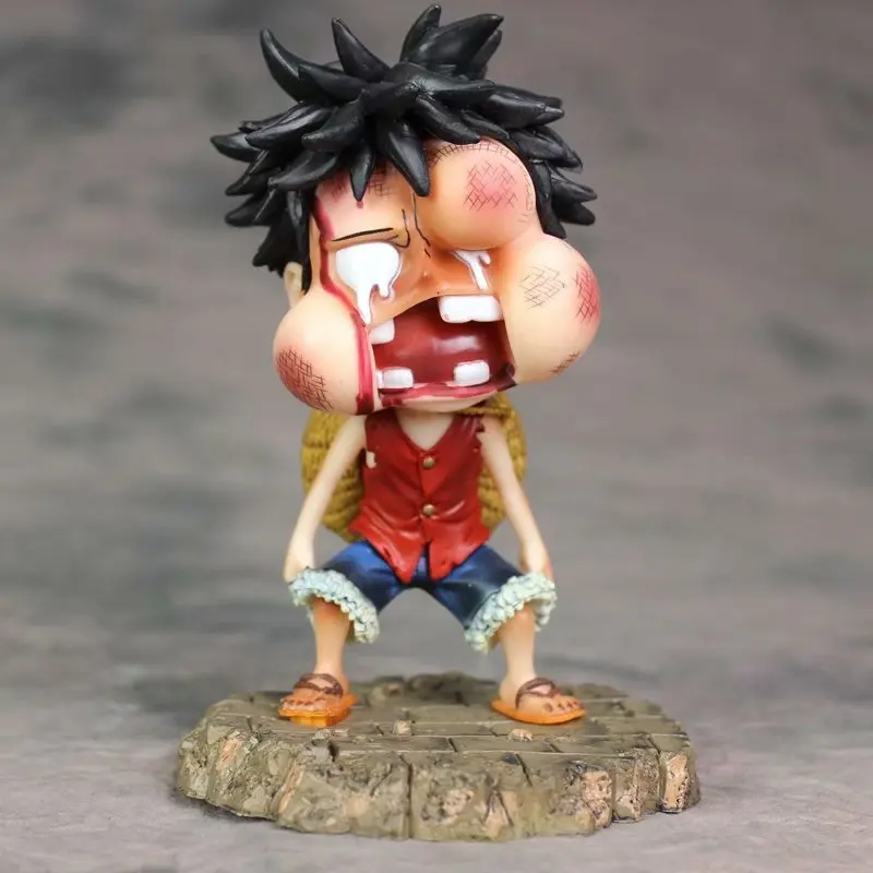 

Stock On Hand Q Version Beaten Luffy One Piece Figure - Funny Swollen Face Pose Bagged Anime Doll Model Toy Gift